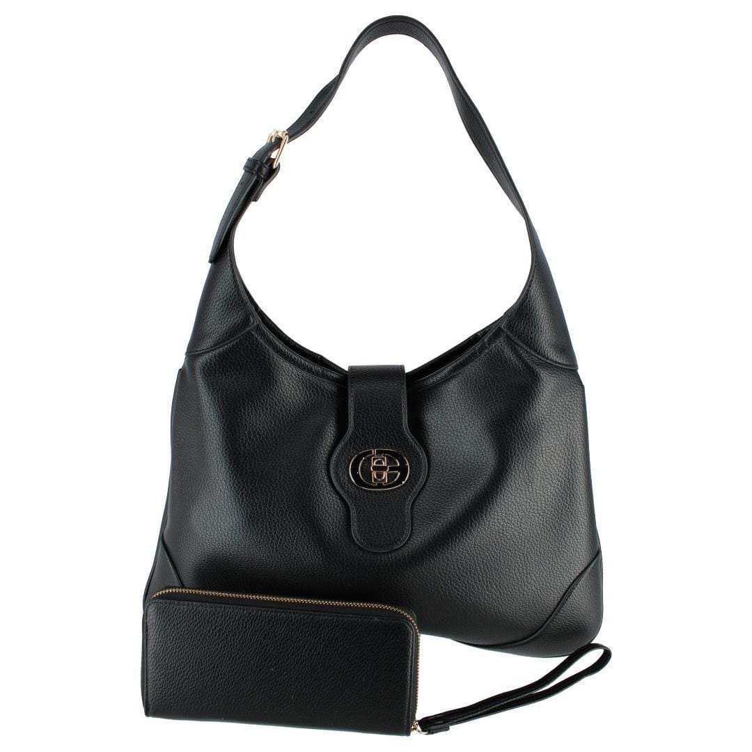CTM® Women's Synthetic Leather Shoulder Handbag and Matching Clutch Set