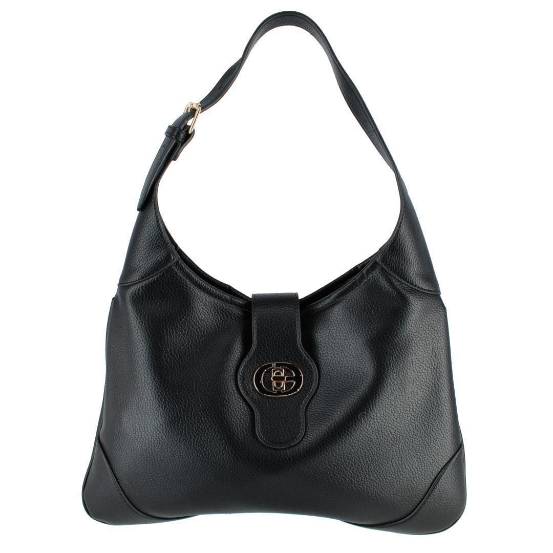 CTM® Women's Synthetic Leather Shoulder Handbag and Matching Clutch Set - Black