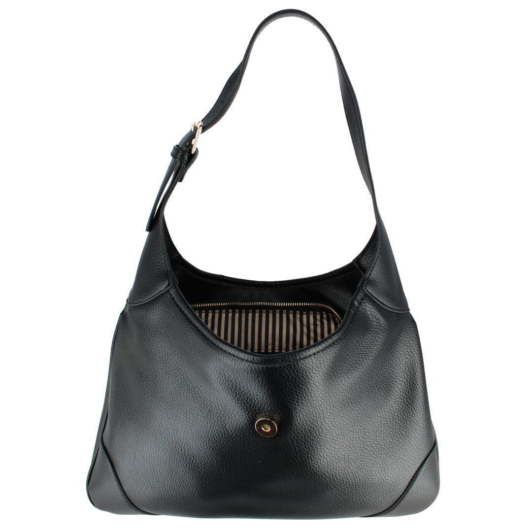CTM® Women's Synthetic Leather Shoulder Handbag and Matching Clutch Set - Black