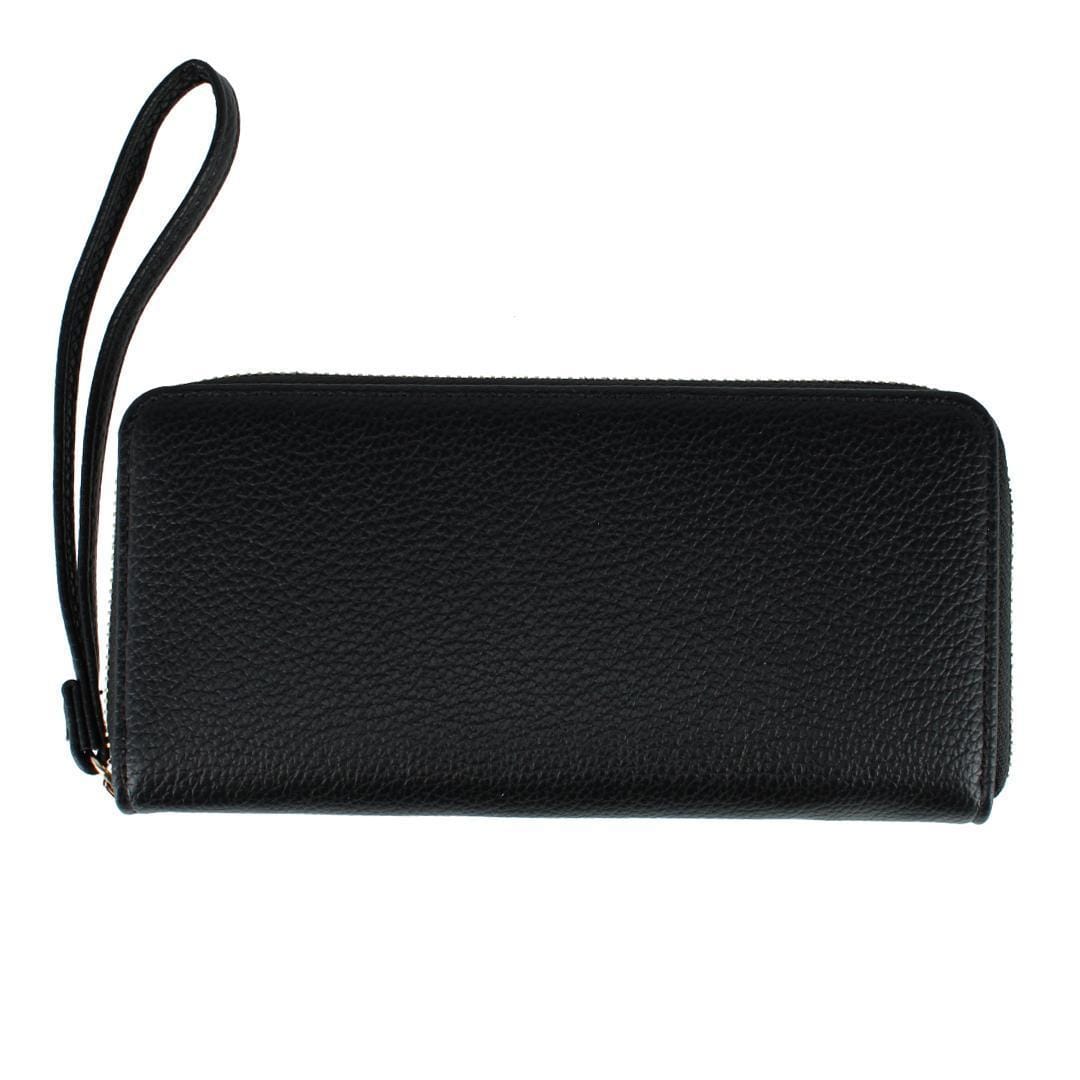 CTM® Women's Synthetic Leather Shoulder Handbag and Matching Clutch Set - Black
