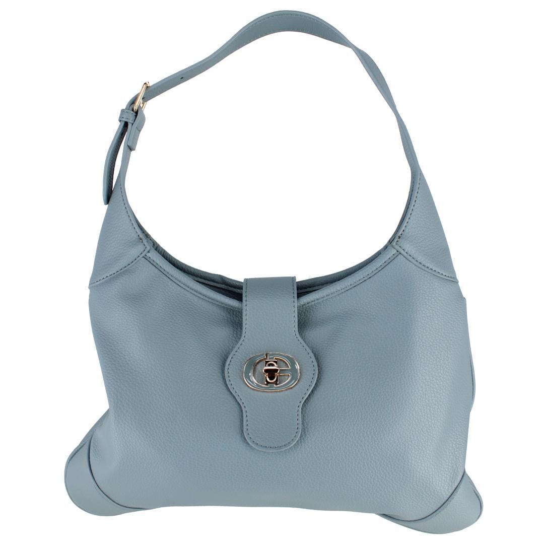 CTM® Women's Synthetic Leather Shoulder Handbag and Matching Clutch Set - Blue Gray