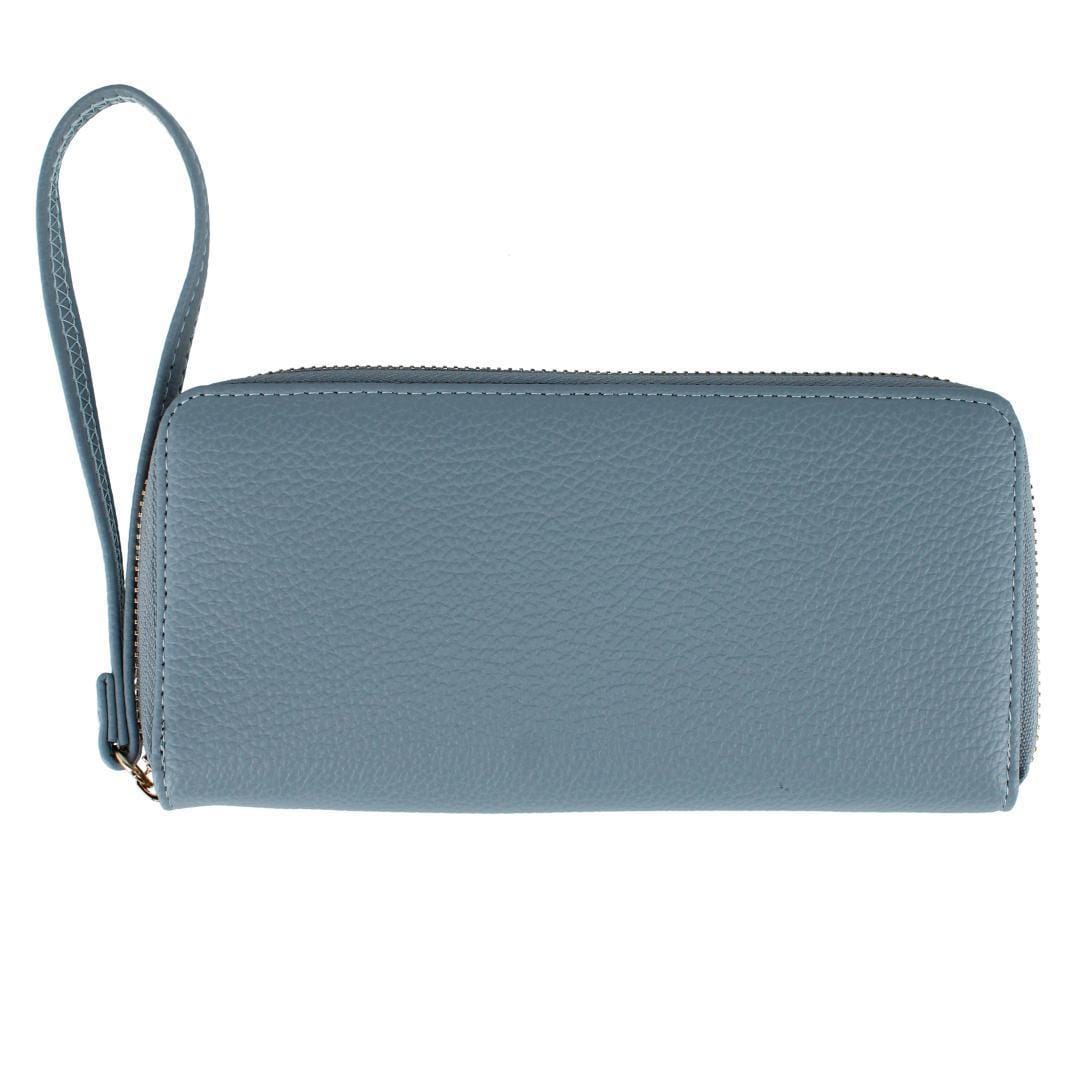 CTM® Women's Synthetic Leather Shoulder Handbag and Matching Clutch Set - Blue Gray