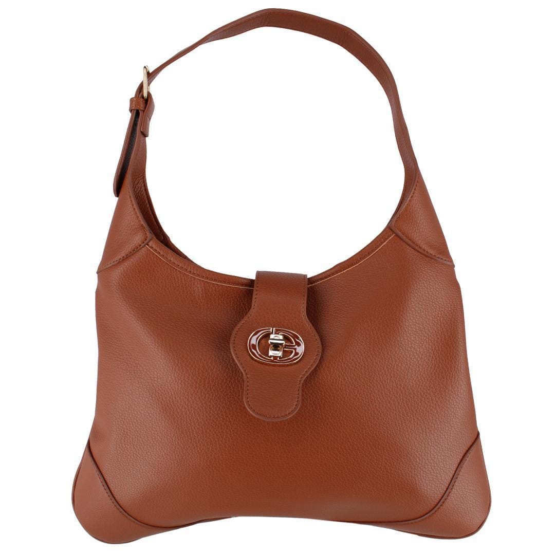 CTM® Women's Synthetic Leather Shoulder Handbag and Matching Clutch Set - Brown