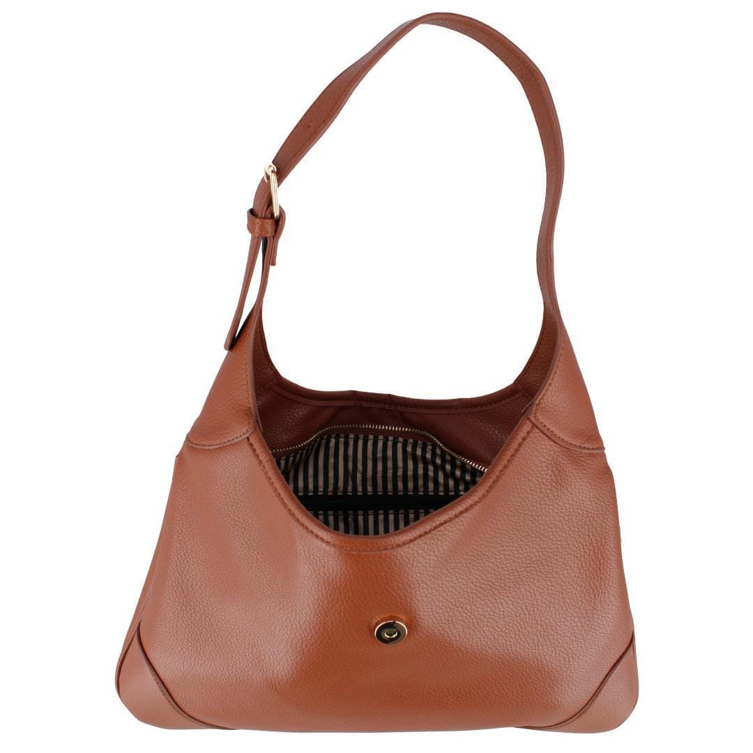 CTM® Women's Synthetic Leather Shoulder Handbag and Matching Clutch Set - Brown