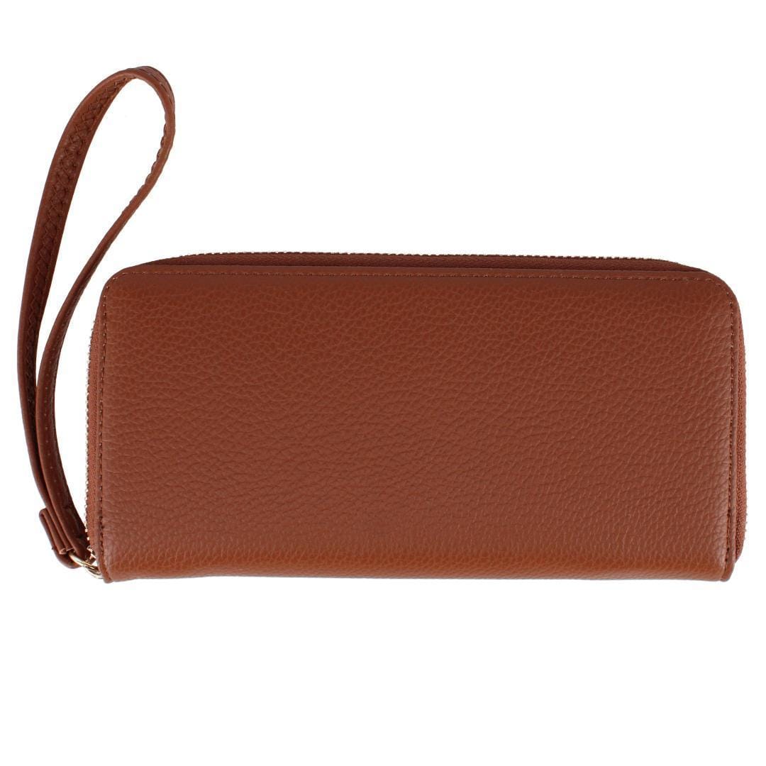 CTM® Women's Synthetic Leather Shoulder Handbag and Matching Clutch Set - Brown