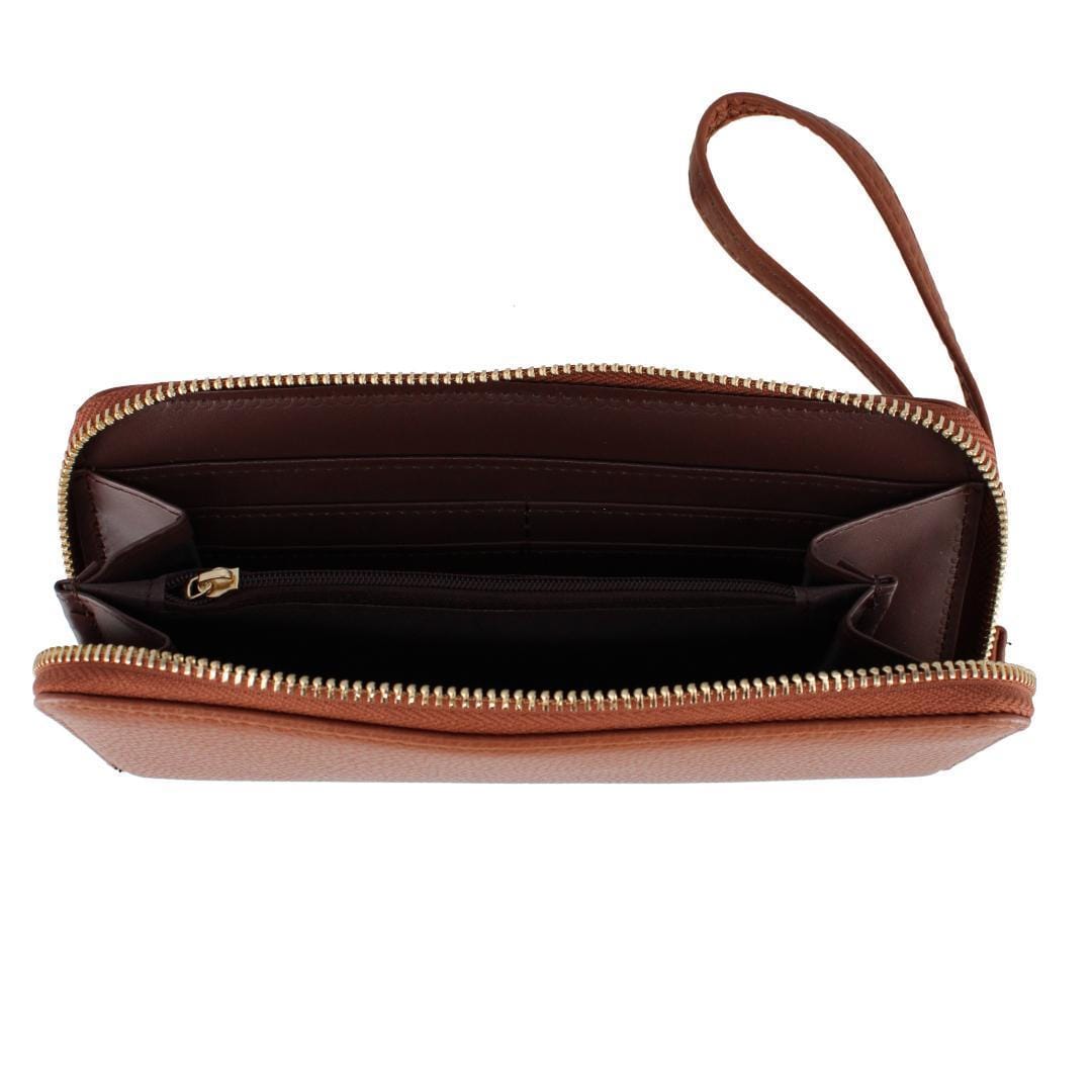 CTM® Women's Synthetic Leather Shoulder Handbag and Matching Clutch Set - Brown