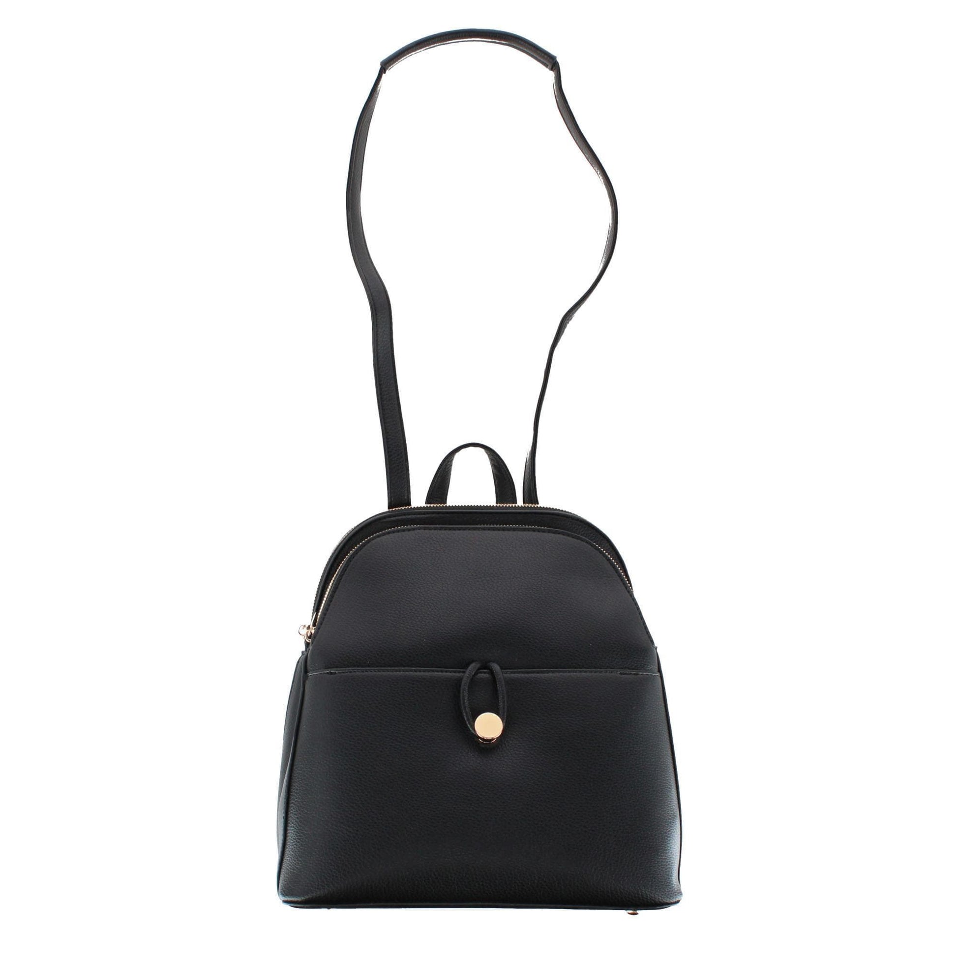 CTM® Women's Pocket Detail Convertible Backpack to Crossbody Purse - Black