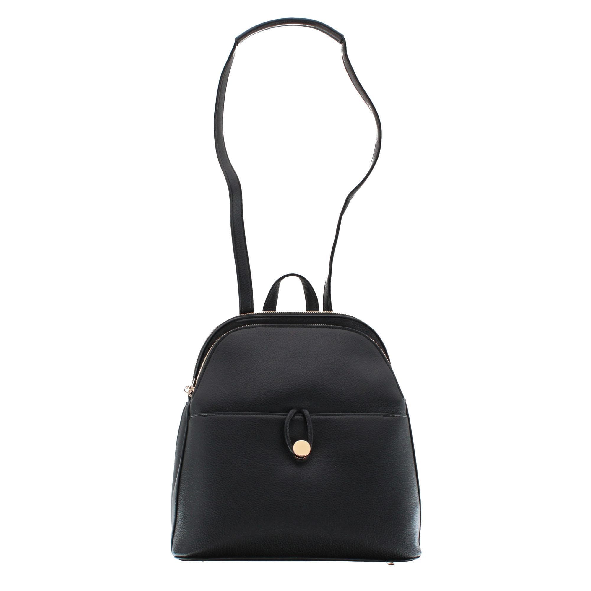 CTM® Women's Pocket Detail Convertible Backpack to Crossbody Purse - Black
