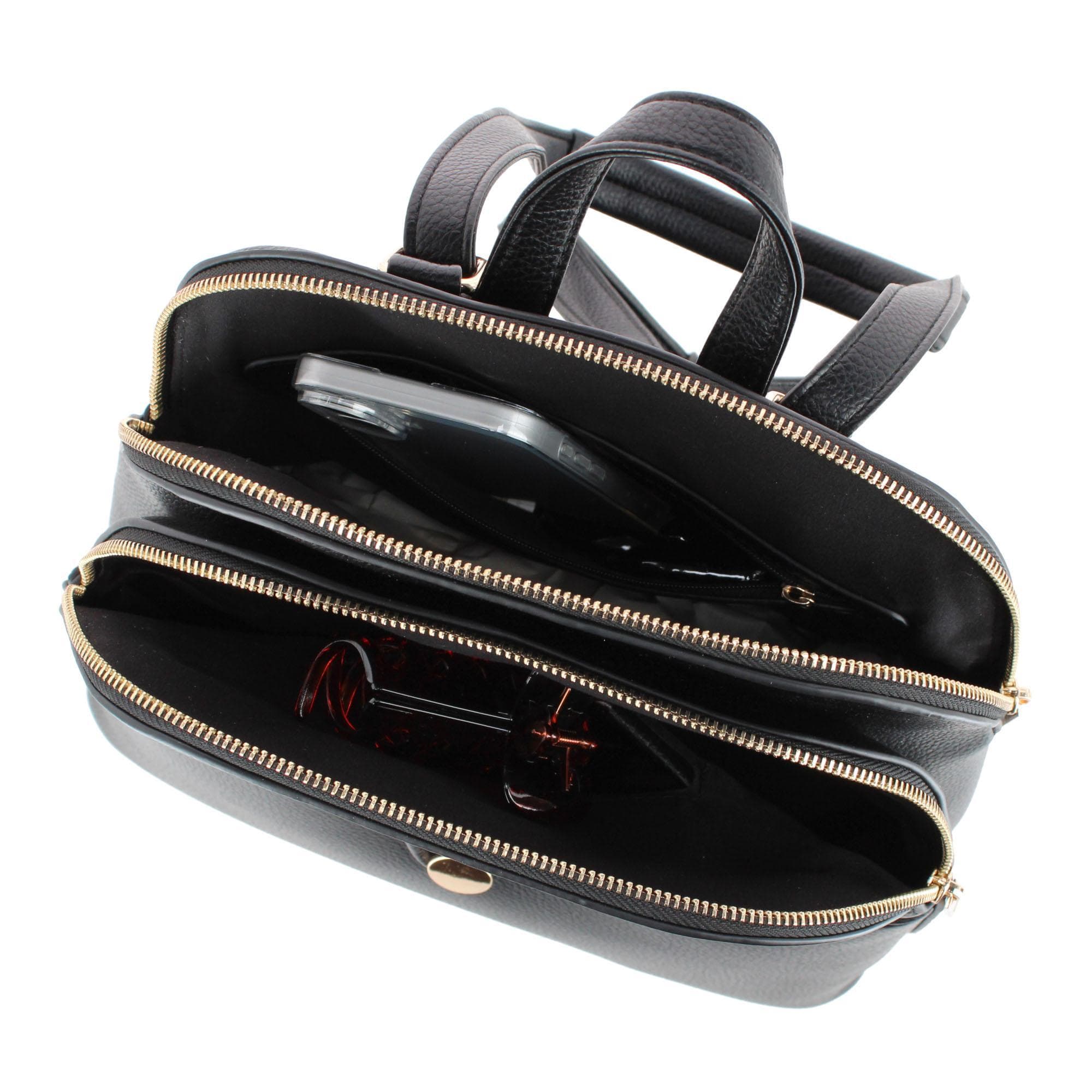 CTM® Women's Pocket Detail Convertible Backpack to Crossbody Purse - Black