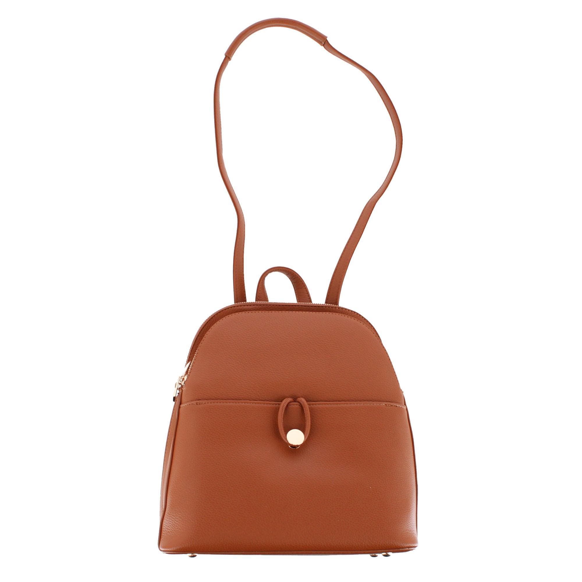 CTM® Women's Pocket Detail Convertible Backpack to Crossbody Purse - Brown