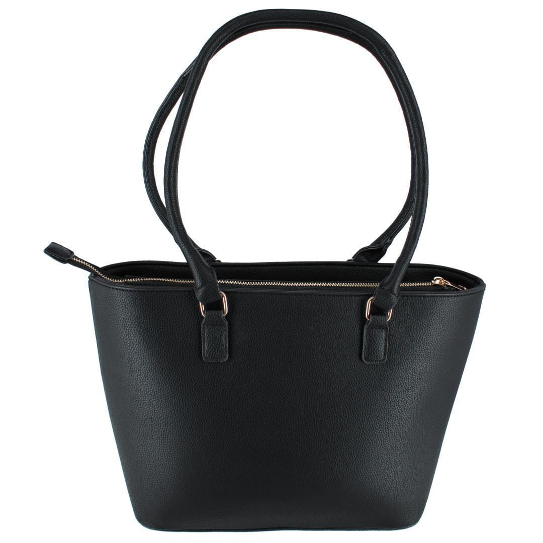 CTM® Women's Synthetic Leather Sleek Tote Handbag - Black