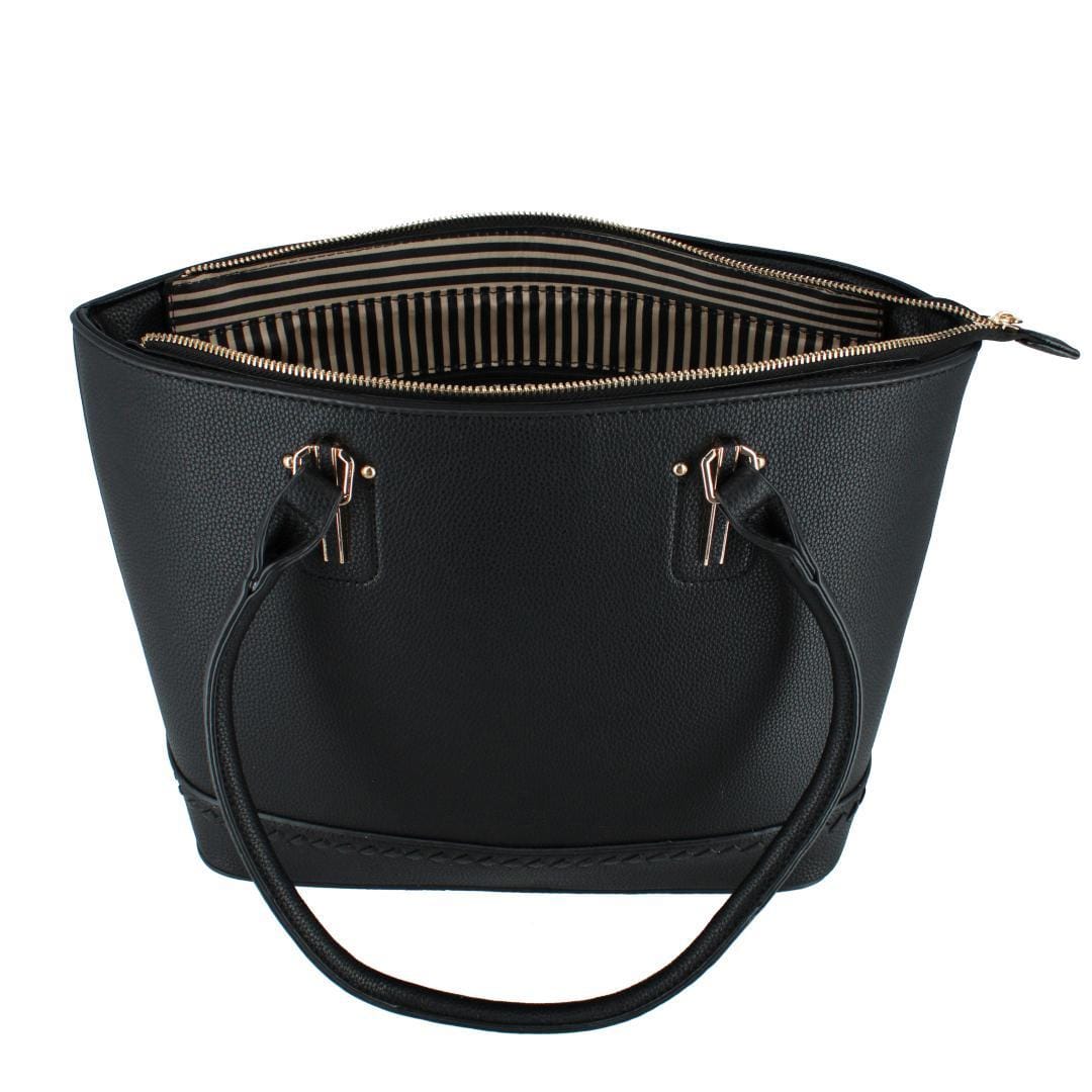 CTM® Women's Synthetic Leather Sleek Tote Handbag - Black