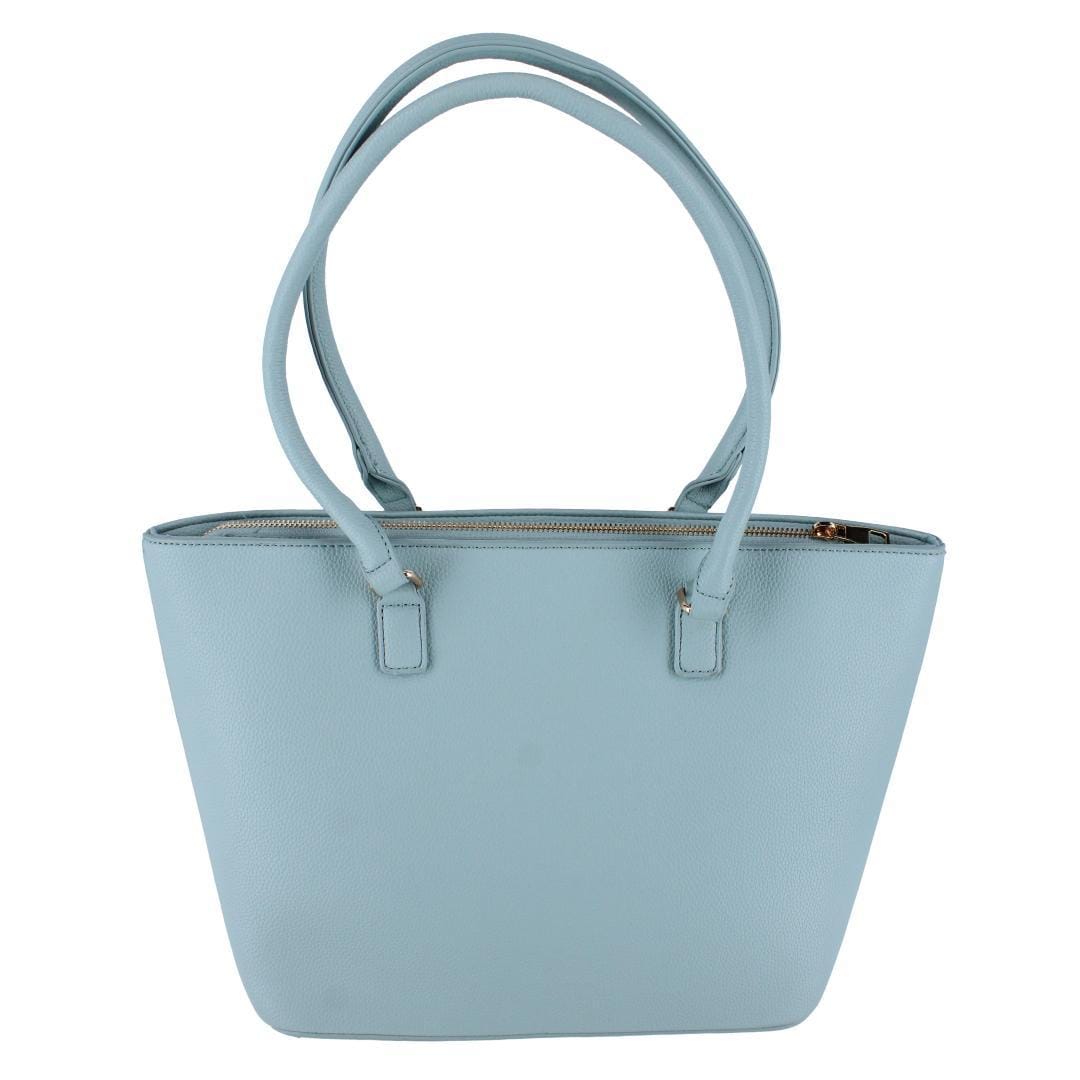 CTM® Women's Synthetic Leather Sleek Tote Handbag - Light Blue