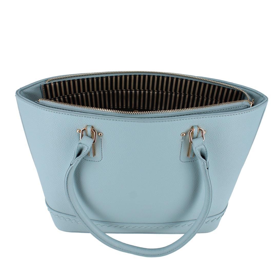 CTM® Women's Synthetic Leather Sleek Tote Handbag - Light Blue
