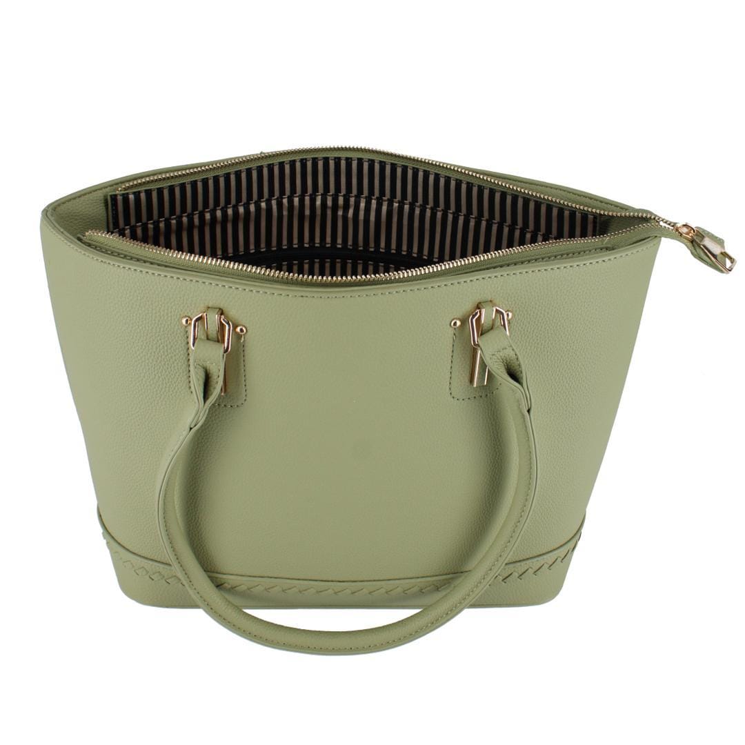 CTM® Women's Synthetic Leather Sleek Tote Handbag - Sage Green