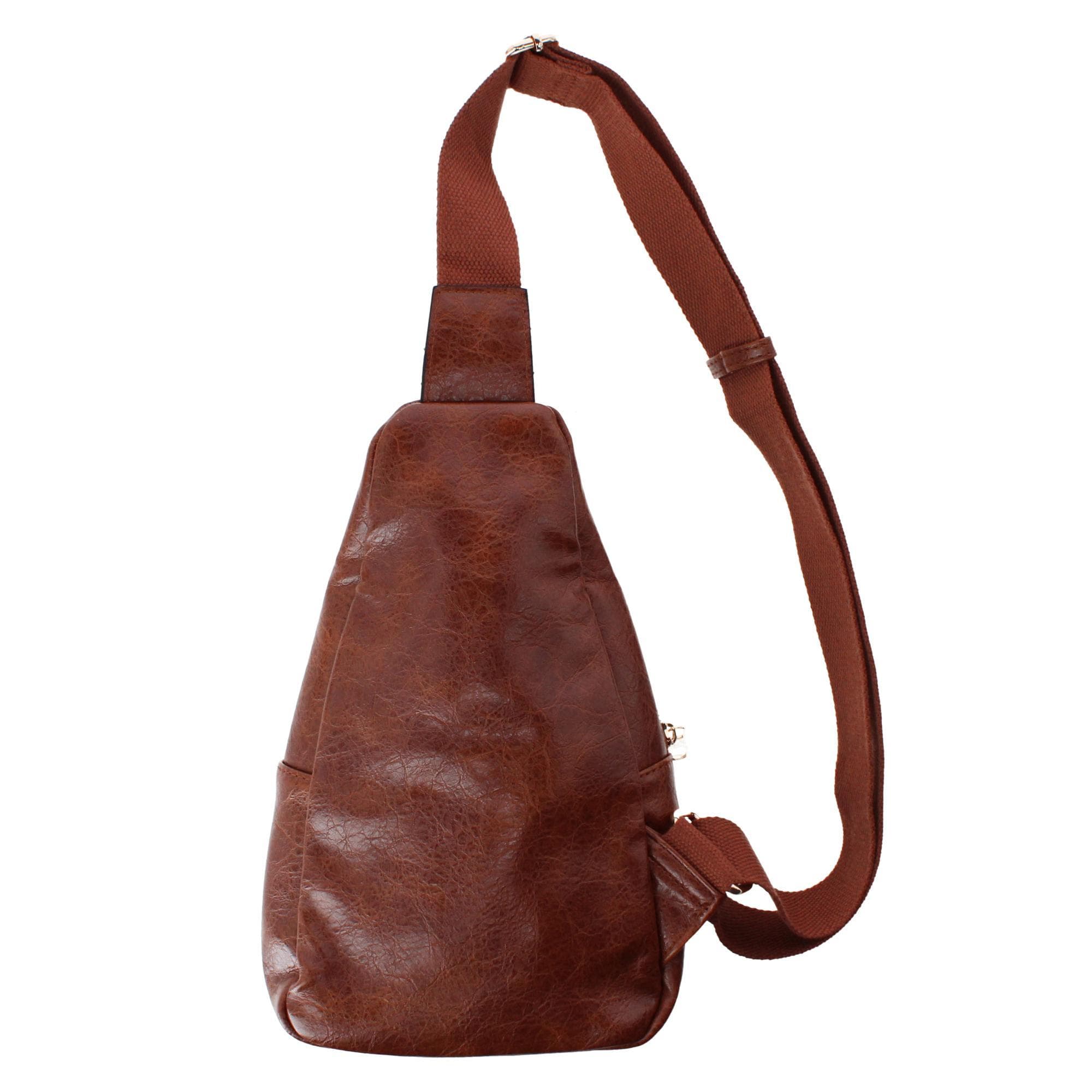 CTM® Women's Western Tooled Sling Crossbody Pack - Brown