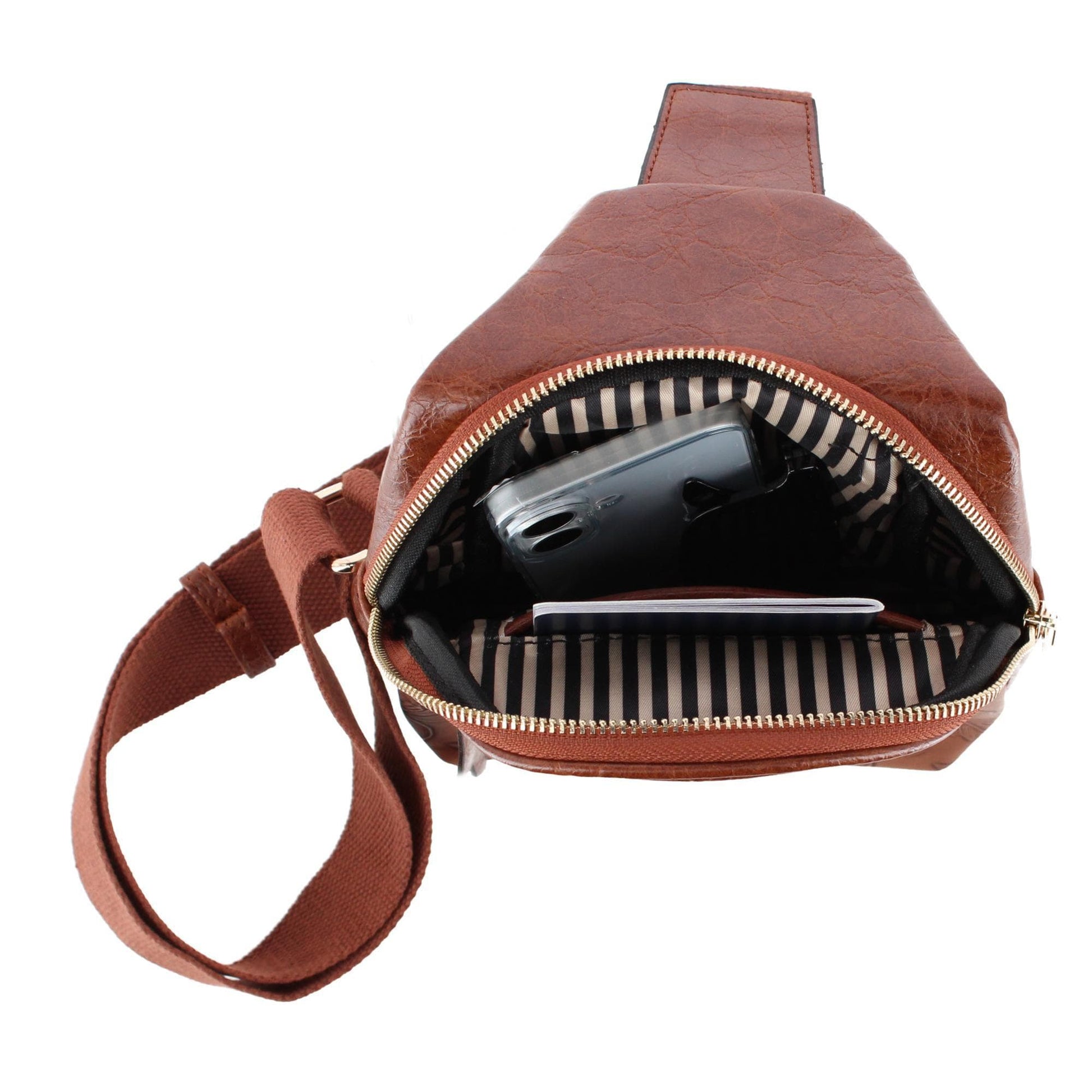 CTM® Women's Western Tooled Sling Crossbody Pack - Brown