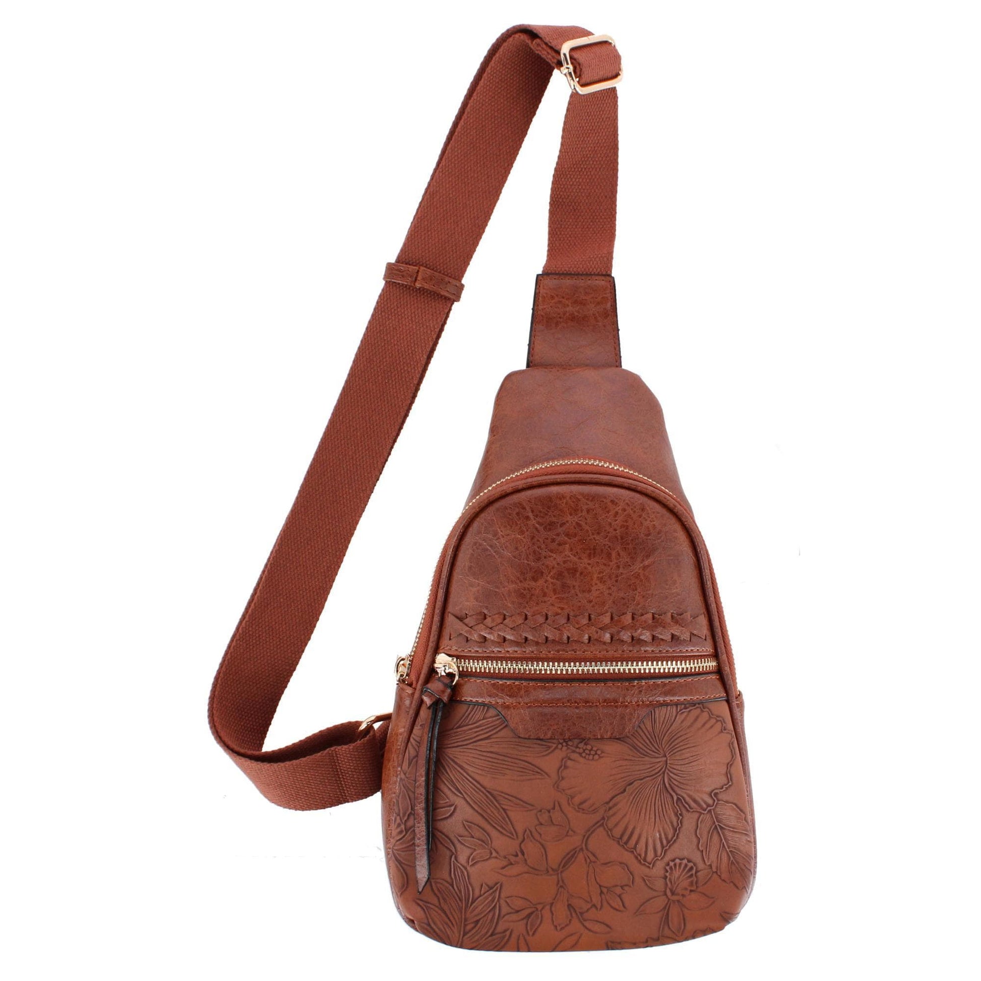 CTM® Women's Western Tooled Sling Crossbody Pack - Women's Western Tooled Sling Crossbody Pack