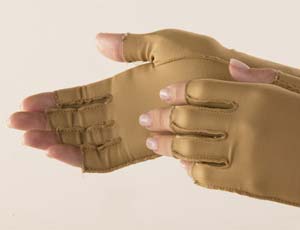 Isotoner Therapeutic Compression Fingerless Gloves (Pack of 2) - Camel Tan