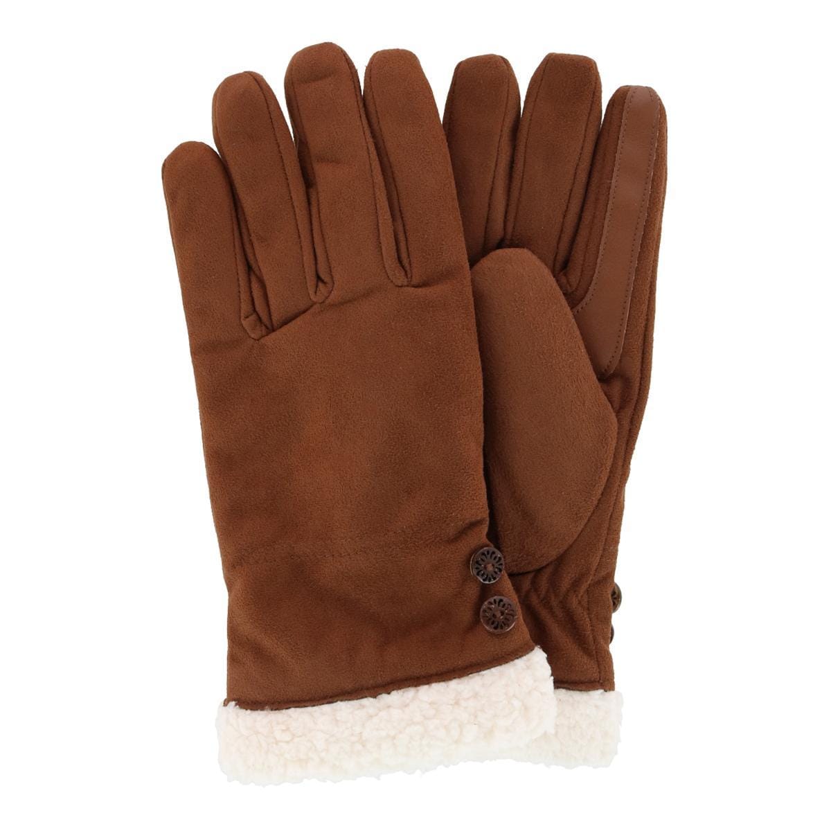 Isotoner Women's Microfiber Winter Glove with Button Detail - Cognac
