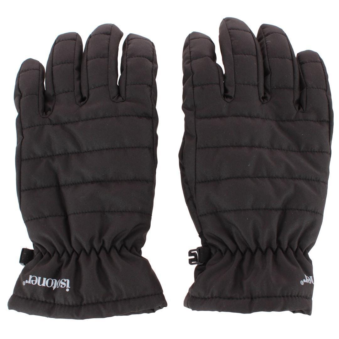Isotoner Men's Quilted Winter Glove with Gathered Wrist - Black