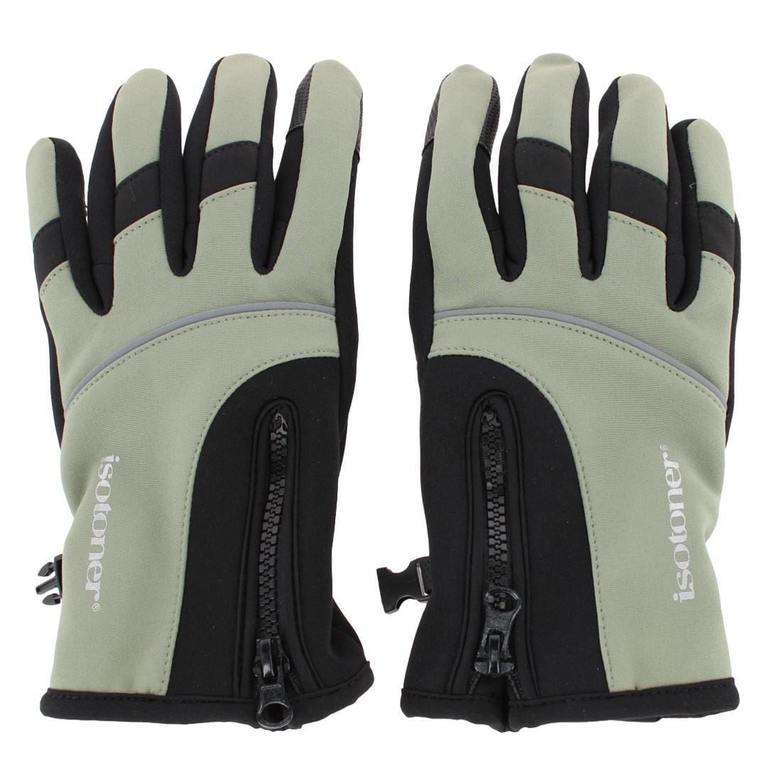 Isotoner Men's Neoprene Winter Glove with Zipper Detail - Olive Green