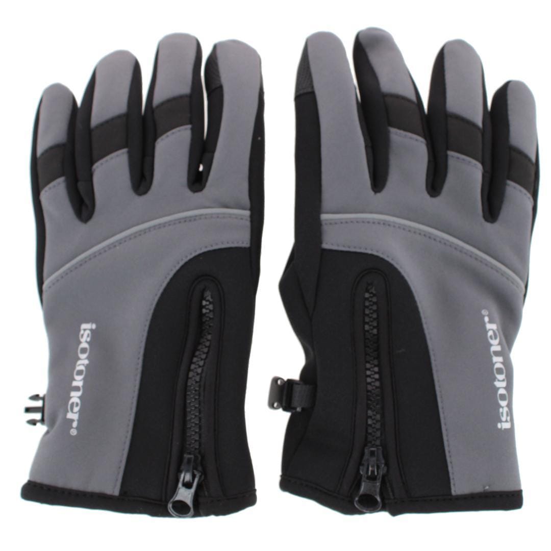 Isotoner Men's Neoprene Winter Glove with Zipper Detail - Mineral Gray