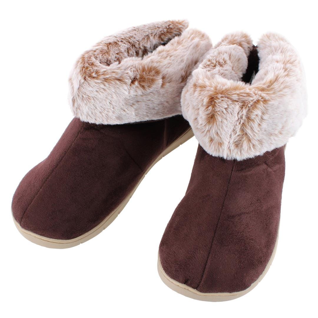 Isotoner Women's Recycled Microsuede and Faux Fur Boot Slipper