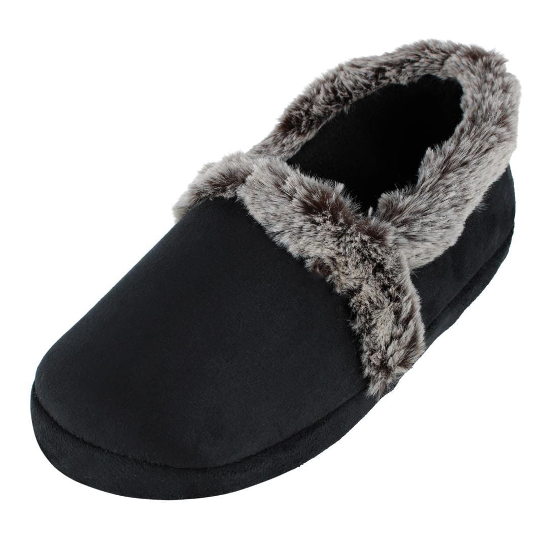 Isotoner Women's Recycled Microsuede A-Line Moccasin Slippers - Black