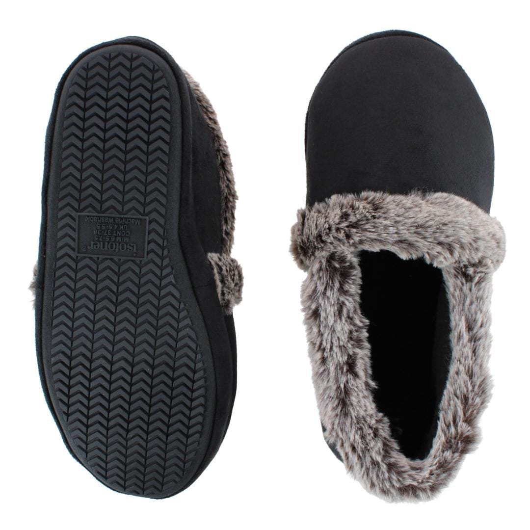 Isotoner Women's Recycled Microsuede A-Line Moccasin Slippers - Black