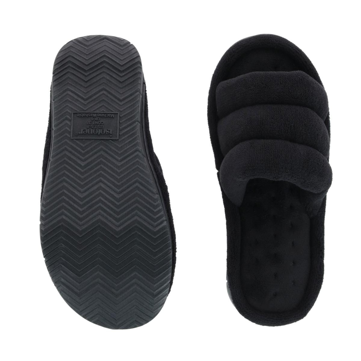 Isotoner Women's Open Toe Aster Slide Slipper - Black