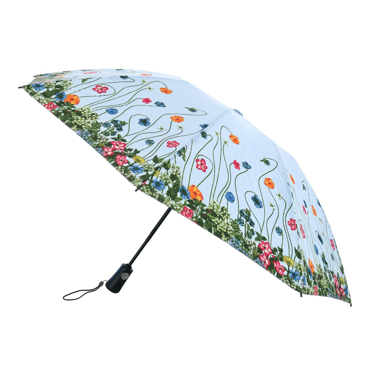 Totes Women's Flower Garden Print Auto Open and Close Inbrella Umbrella - Blue