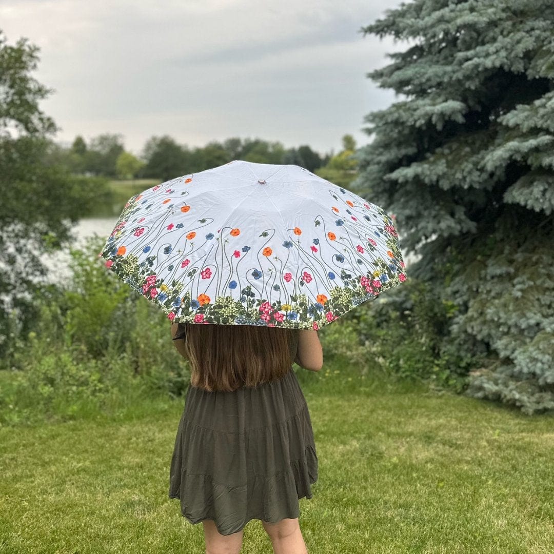 Totes Women's Flower Garden Print Auto Open and Close Inbrella Umbrella - Blue