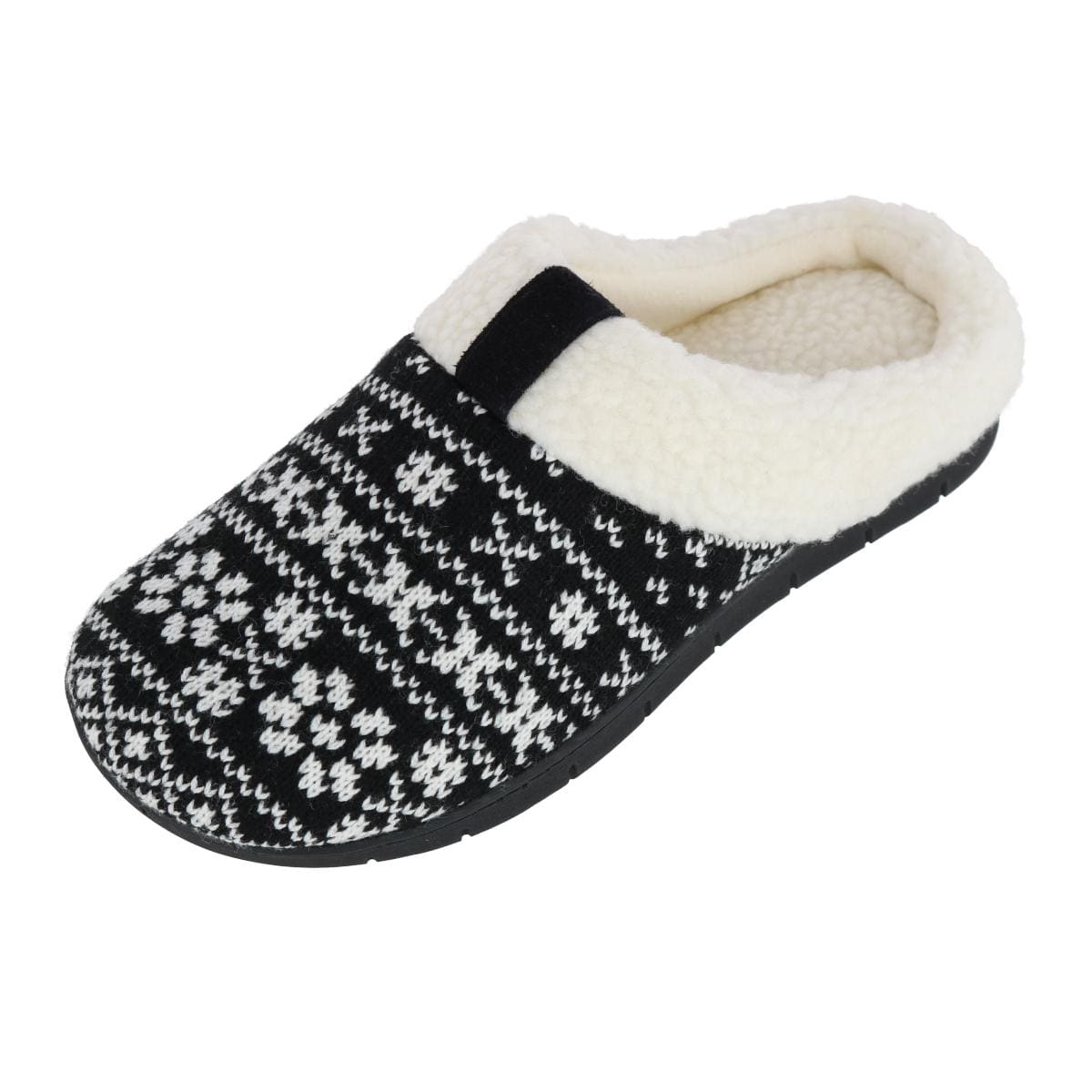 Isotoner Women's Heritage Fairisle Knit Hoodback Slipper - Black