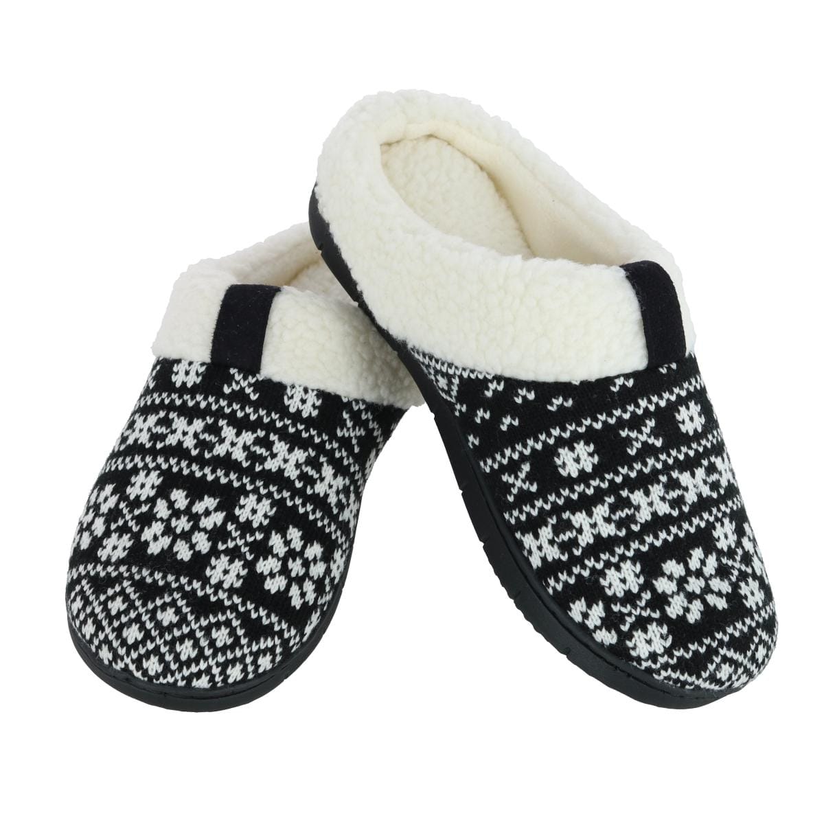 Isotoner Women's Heritage Fairisle Knit Hoodback Slipper - Black