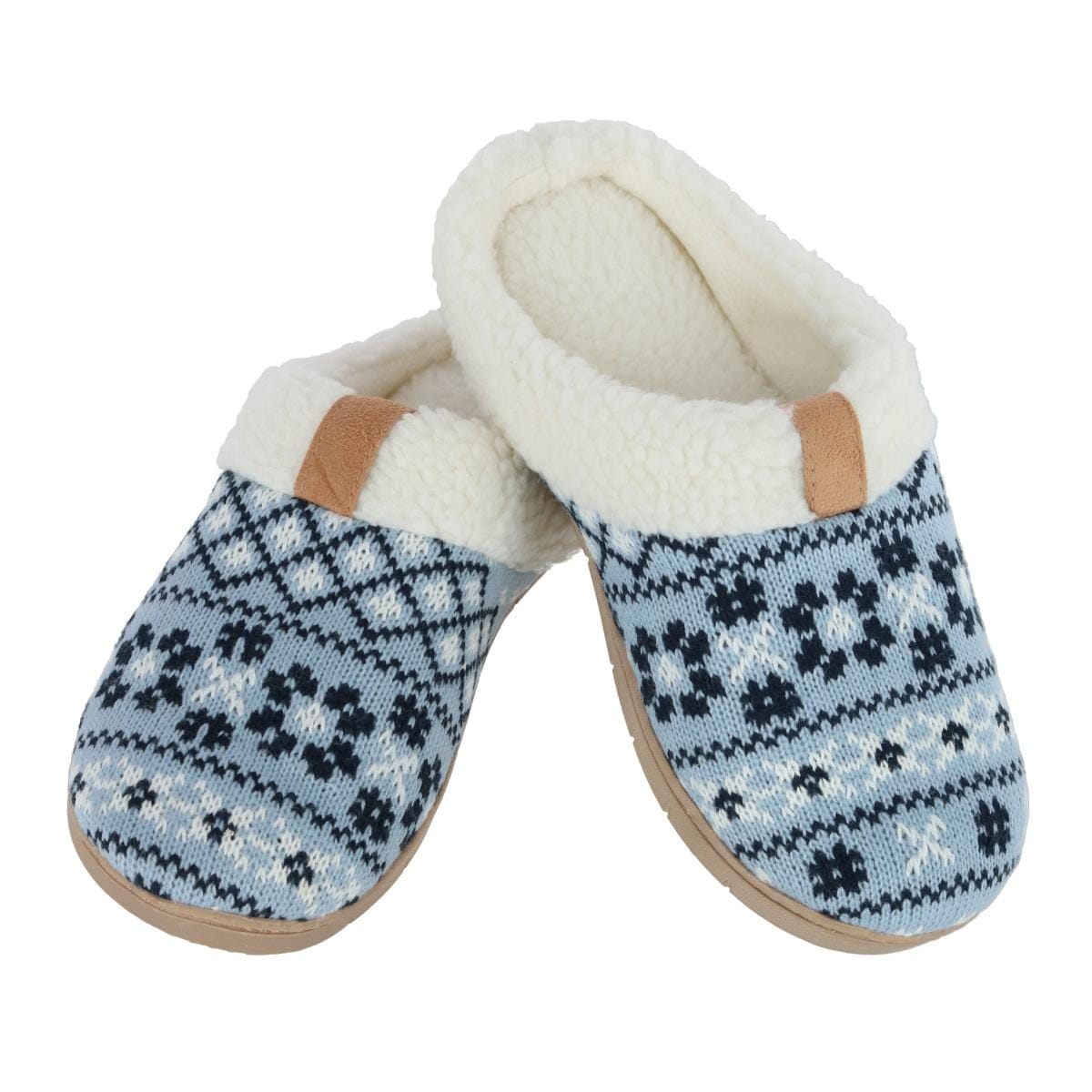 Isotoner Women's Heritage Fairisle Knit Hoodback Slipper - Blue Willow