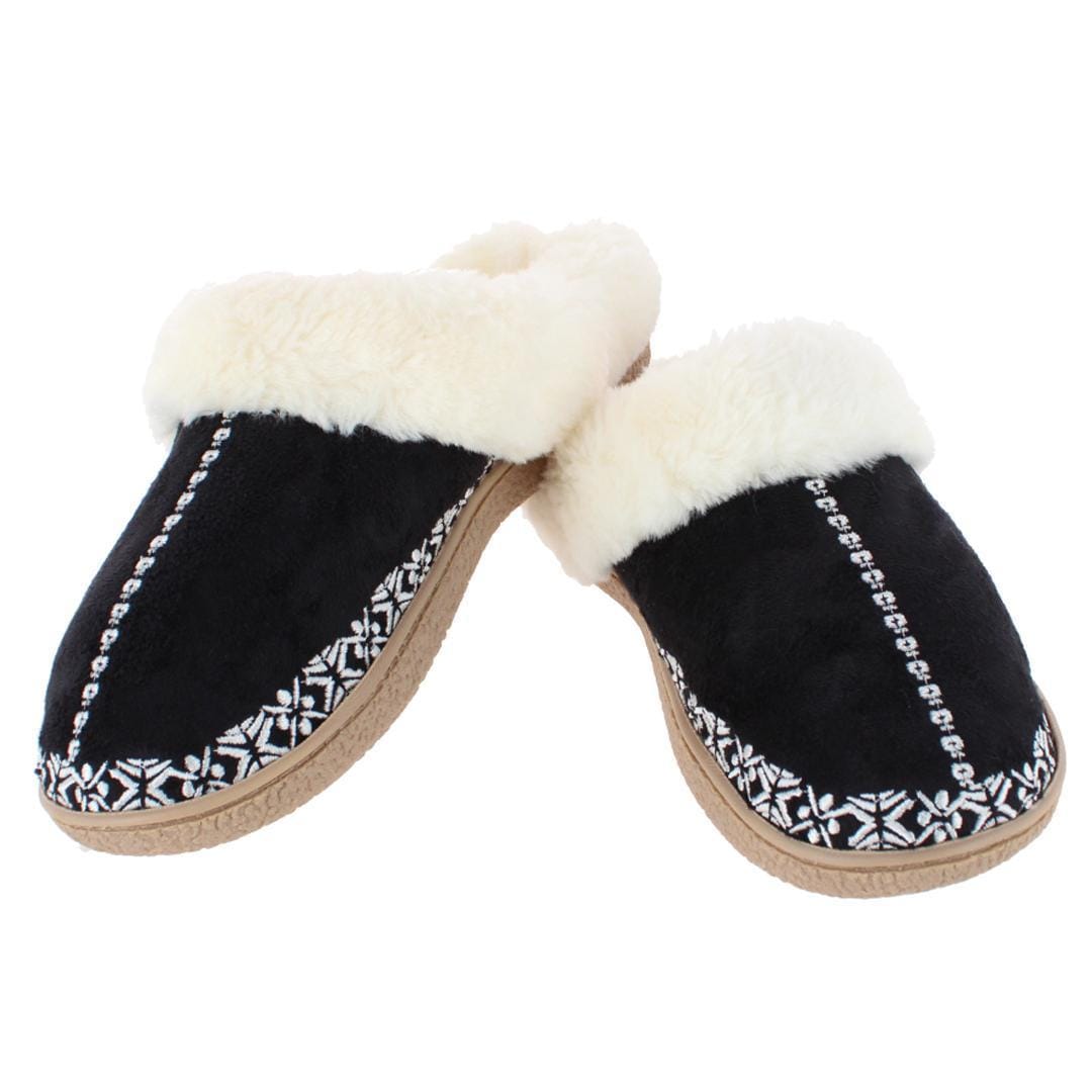 Isotoner Clara Embroidered Hoodback Slipper - Black