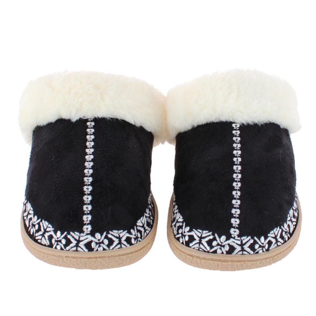 Isotoner Clara Embroidered Hoodback Slipper - Black
