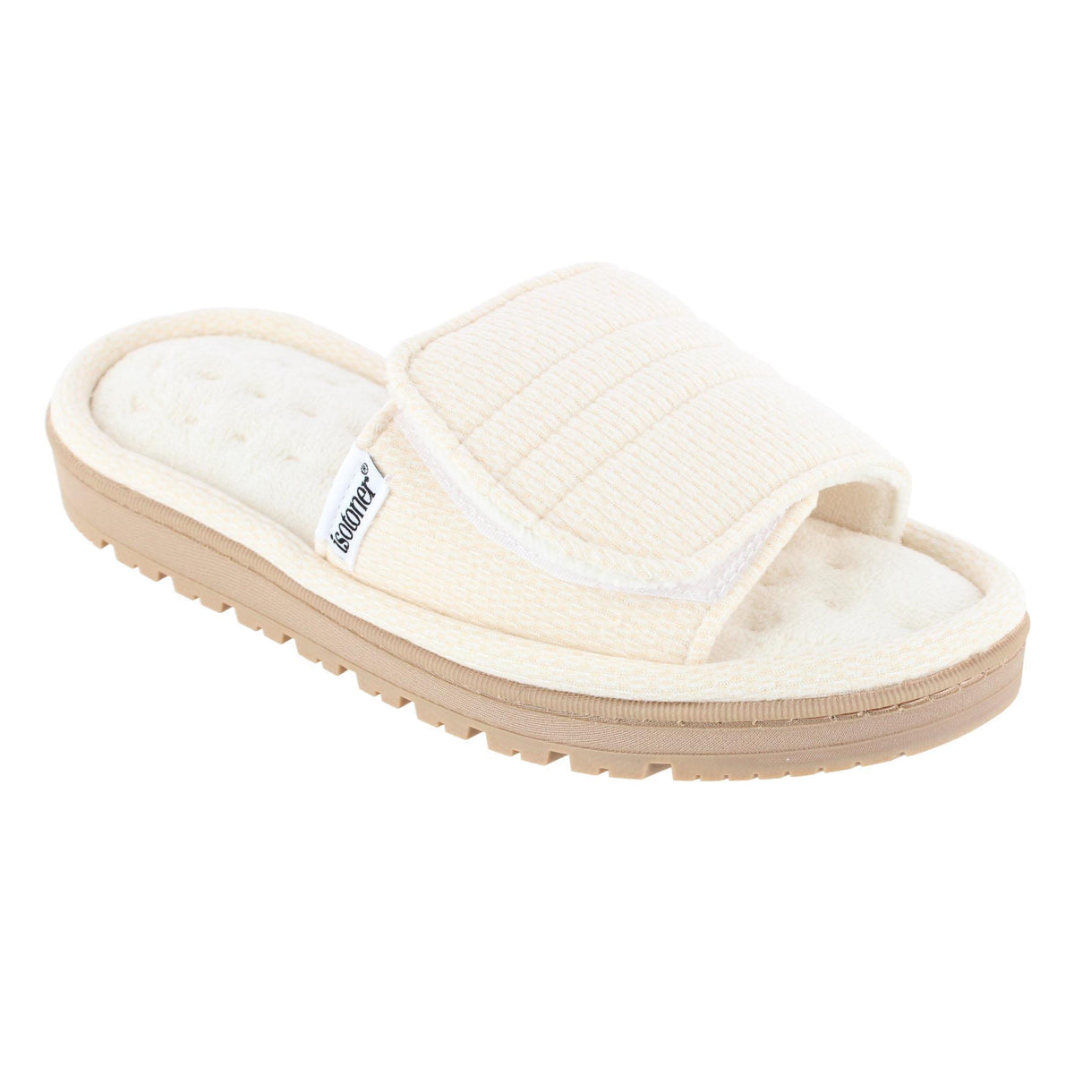 Isotoner Women's Active Recycled Adjustable Slide Slippers - Ivory