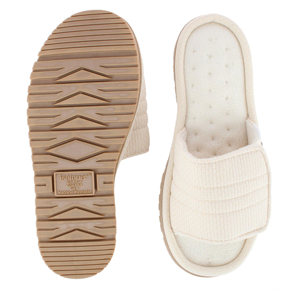 Isotoner Women's Active Recycled Adjustable Slide Slippers - Ivory