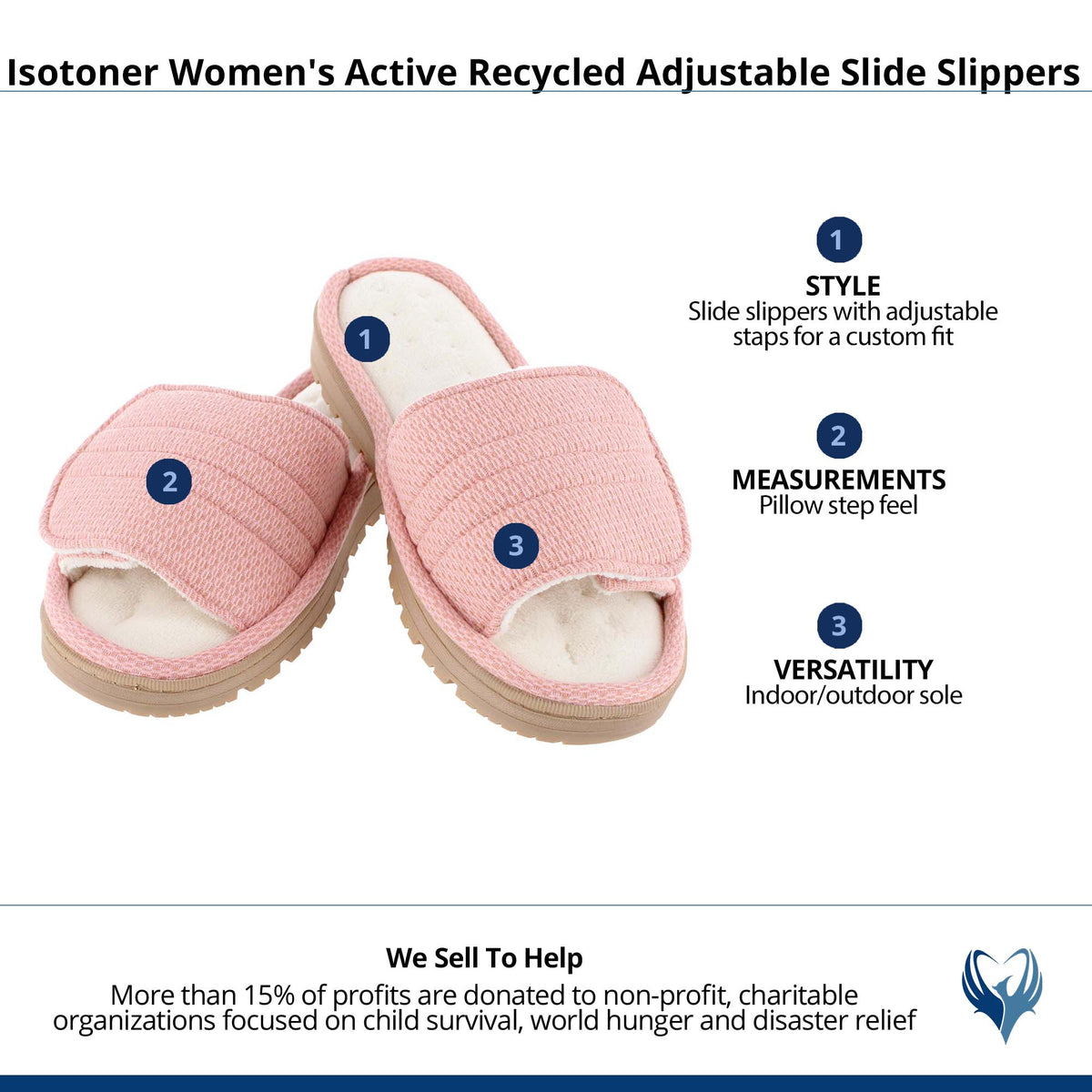 Isotoner Women's Active Recycled Adjustable Slide Slippers - Clay Pink