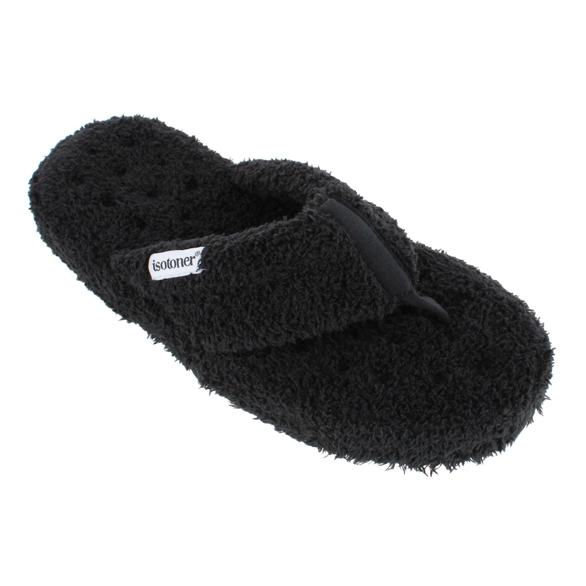 Isotoner Women's Joey Soft Pile Thong Slipper - Black