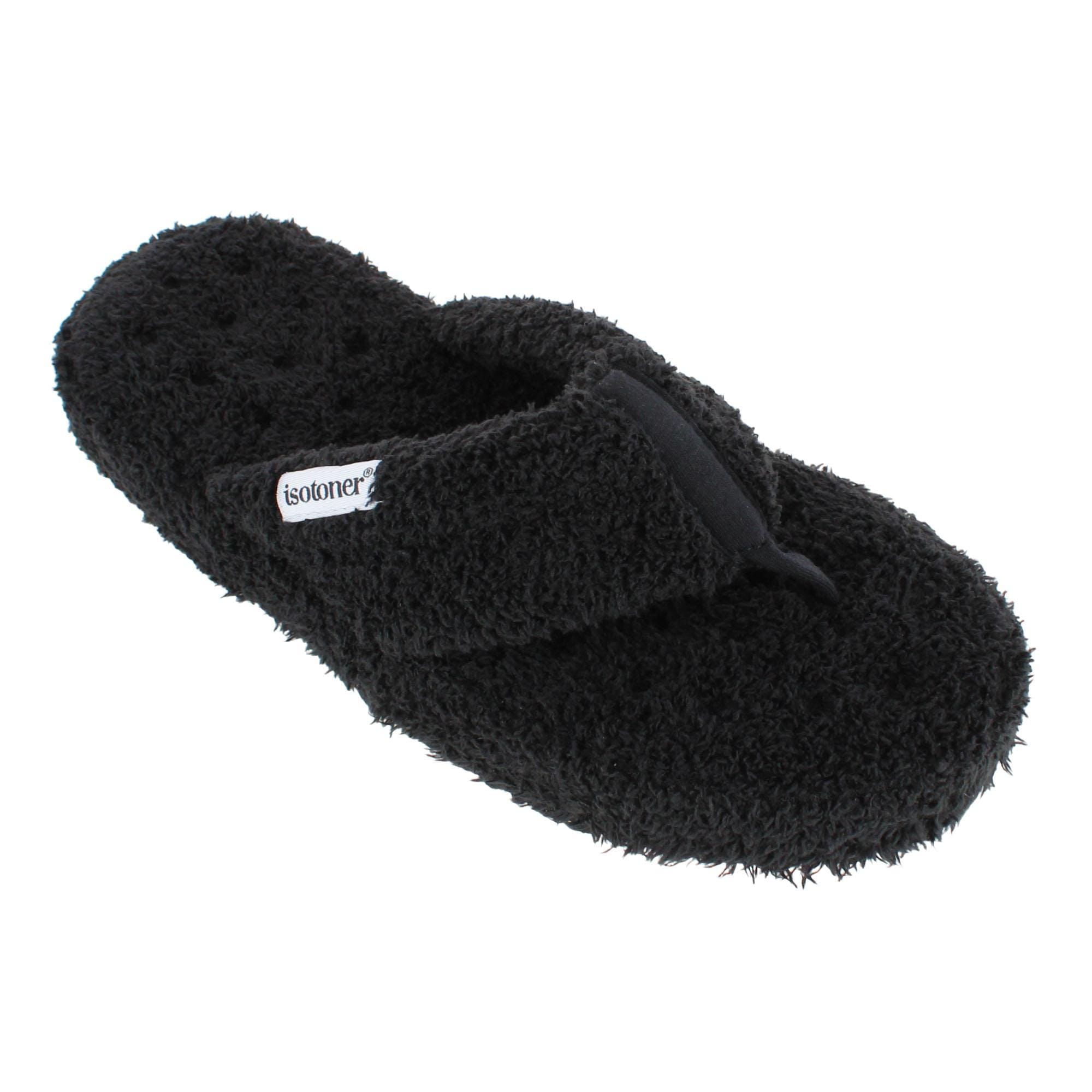 Isotoner Women's Joey Soft Pile Thong Slipper - Black