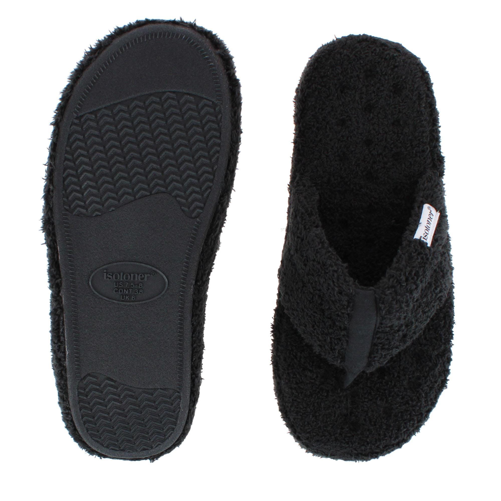 Isotoner Women's Joey Soft Pile Thong Slipper - Black