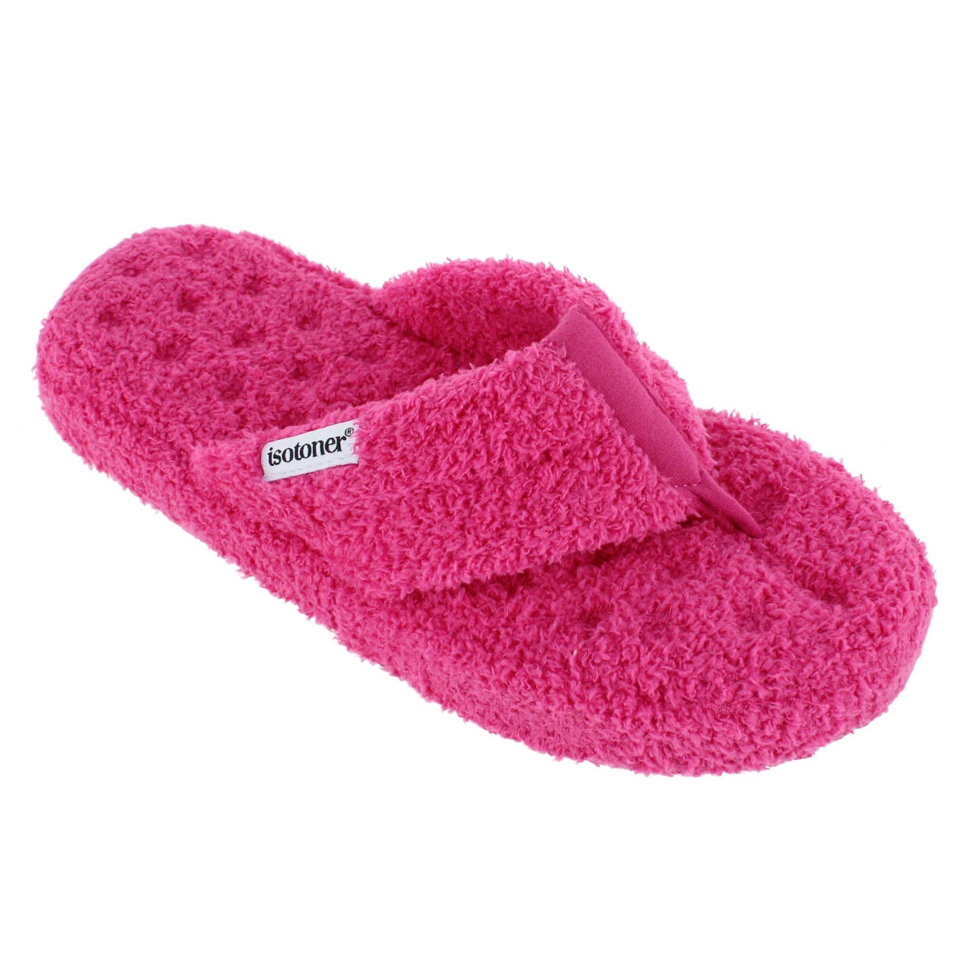 Isotoner Women's Joey Soft Pile Thong Slipper - Hot Pink