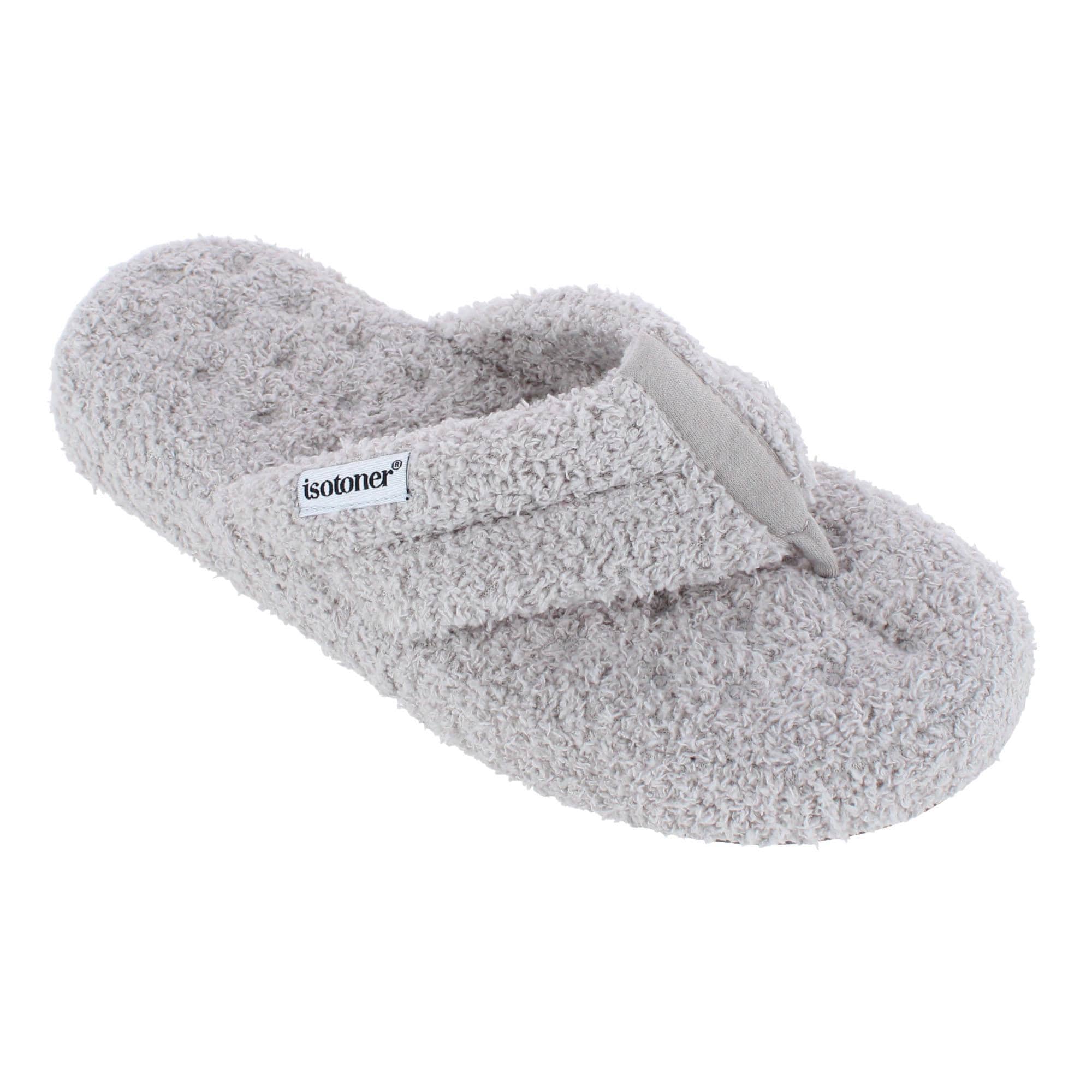 Isotoner Women's Joey Soft Pile Thong Slipper - Light Grey