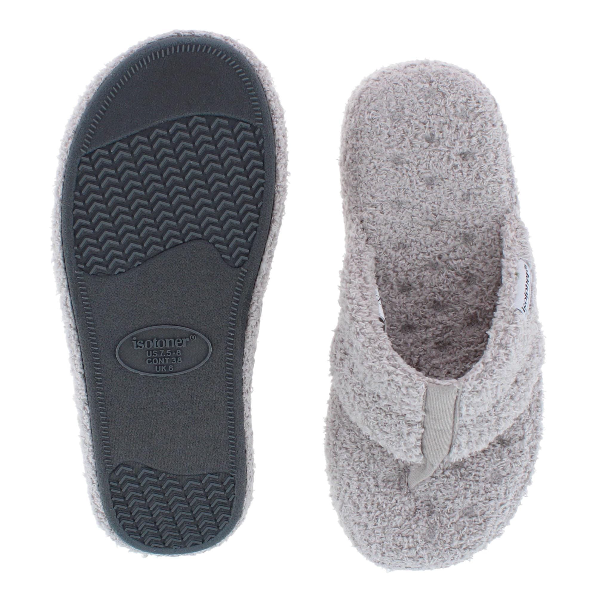 Isotoner Women's Joey Soft Pile Thong Slipper - Light Grey