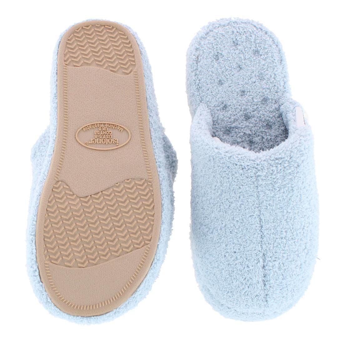 Isotoner Women's Joey Soft Pile Clog Slippers - Blue Fog
