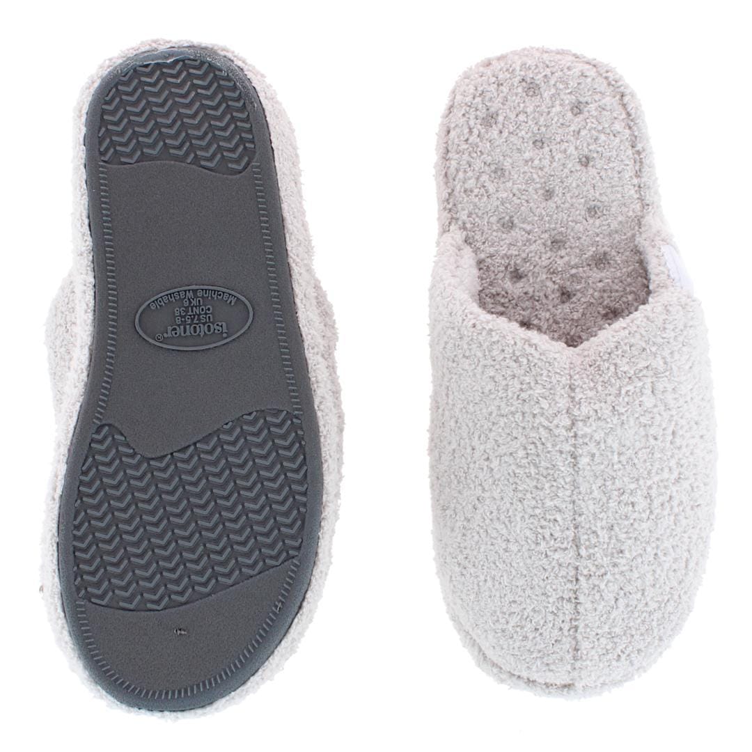 Isotoner Women's Joey Soft Pile Clog Slippers - Light Grey