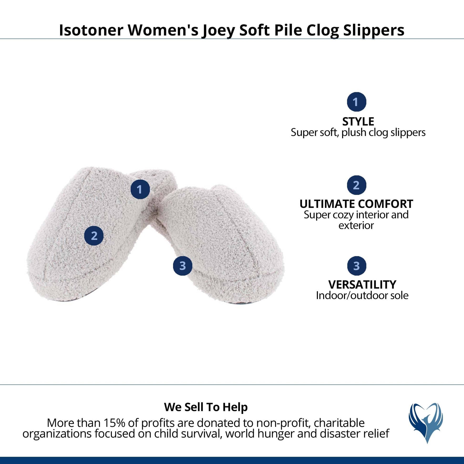 Isotoner Women's Joey Soft Pile Clog Slippers - Light Grey